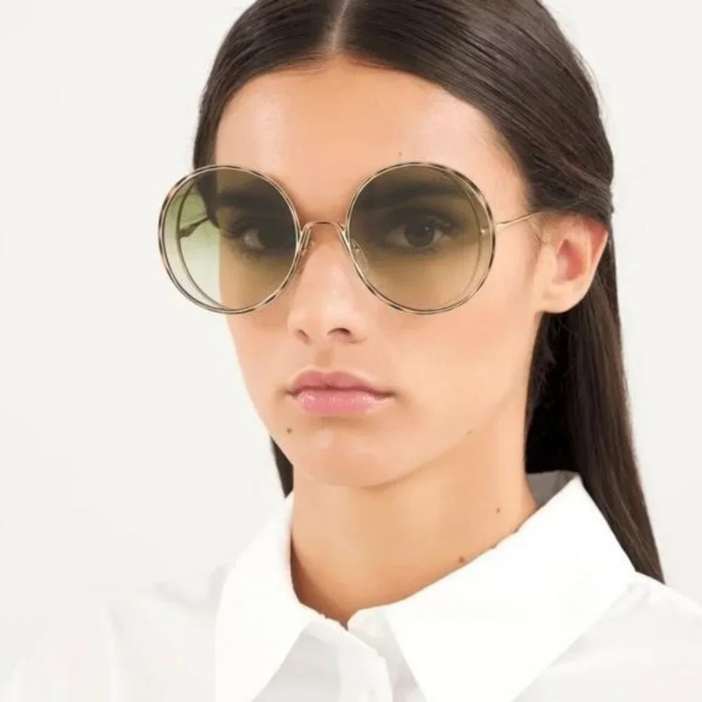 New Original Chloe Gold & Green Round Sunglasses HANAH COLLECTION
